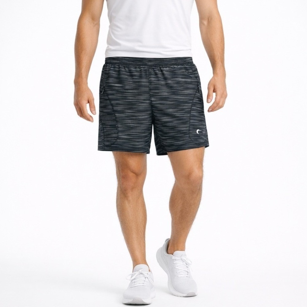 Zyia Active Mens Training Shorts Black White Space Dye Size Medium